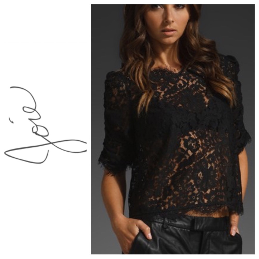 Joie Fanny Lace Top, Size S. Color: black